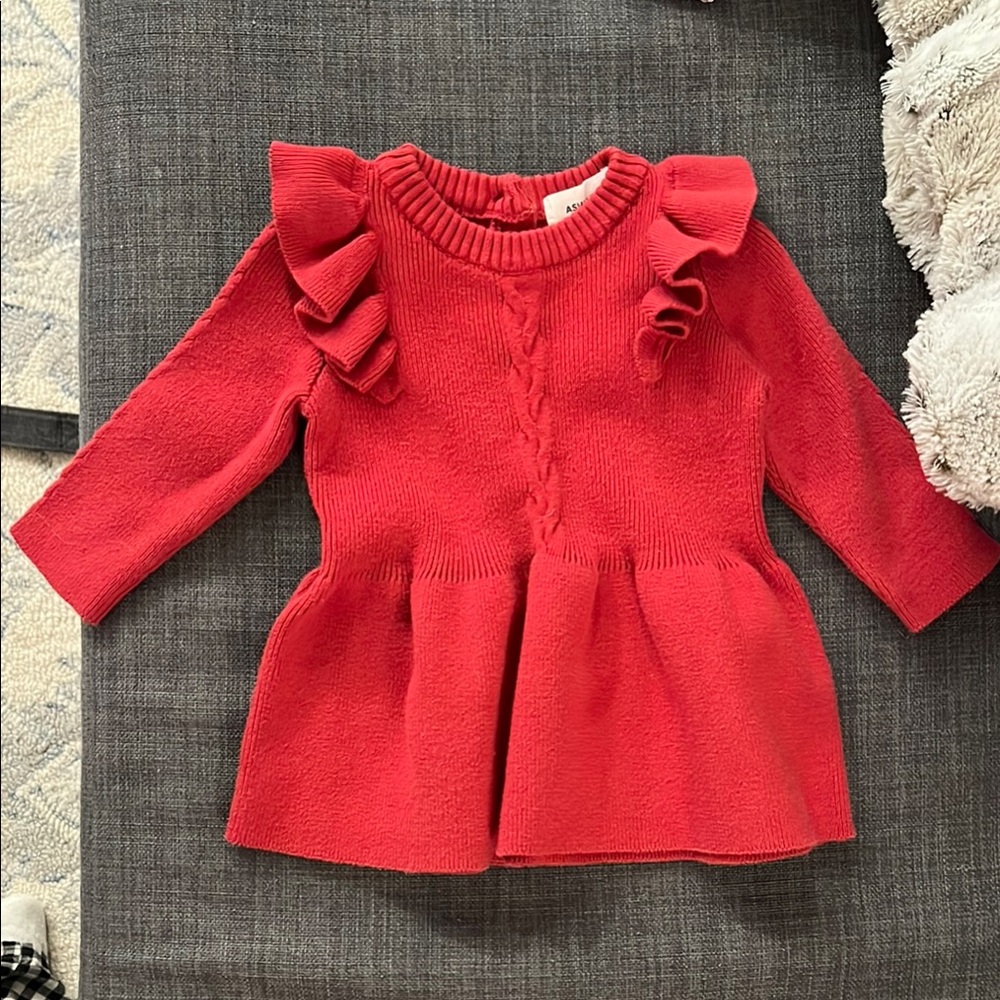 Beautiful Red Kids Sweater with Ruffles